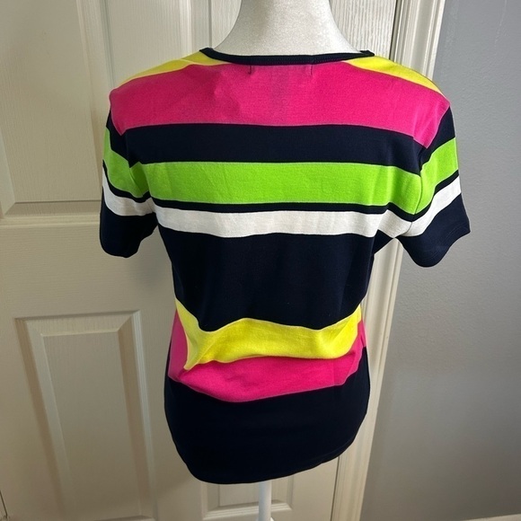 💙🩷NWT Vintage Lauren Ralph Lauren Striped Tee Size S💚💛 - Picture 4 of 9